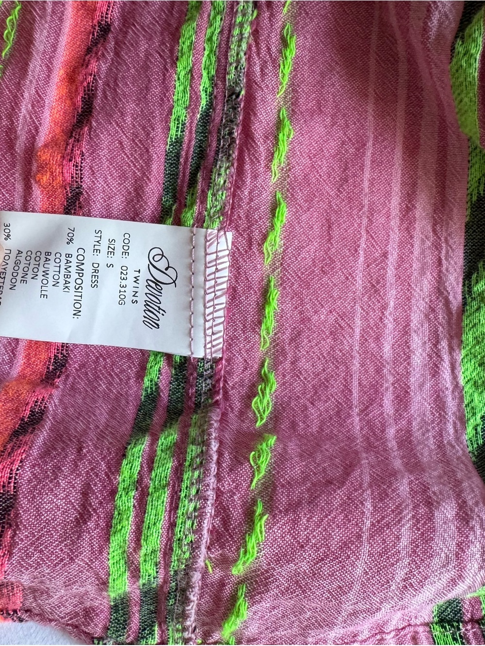 Devotion TWINS Striped Tiered Mini Dress - Pink, Orange & Green - Picture 4 of 8
